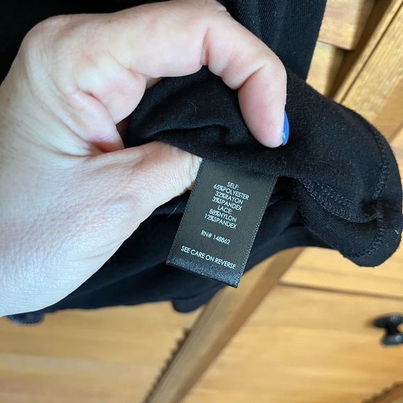 Soft Jersey Popover Trapeze Dress with Sheer Lace Shoulders and Sleeves size 1 - Picture 5 of 6